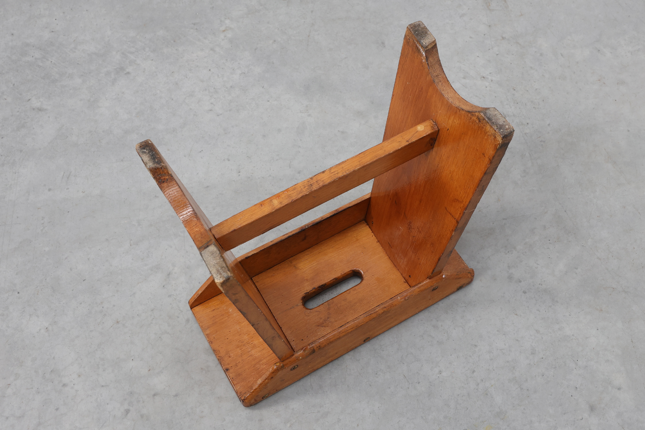 Rustic Pine Stool with Cut-Out Trestle Legs, Sweden, circa 1920thumbnail